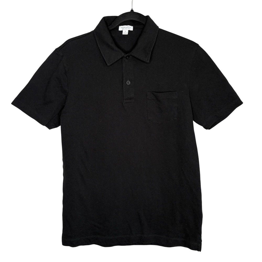 Sunspel Riviera Polo Shirt M Preppy Golf Cotton Pique Minimalist Slim Short Sl